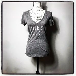 PINK White Sox Baseball Fitted V-neck Shirt